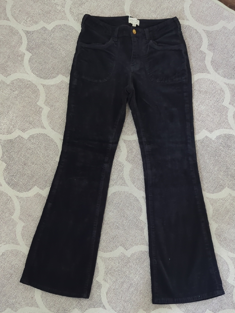 Pilcro Dark Gray Corduroy Pants Bellbottom Flare Size 28